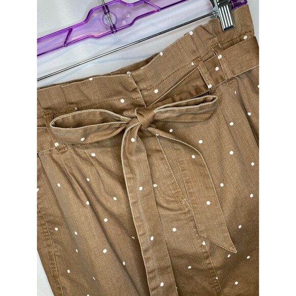 Blu Pepper Mini Skirt L Brown White Polka Dot High Waisted Belted Ruffle Waist - Picture 4 of 8